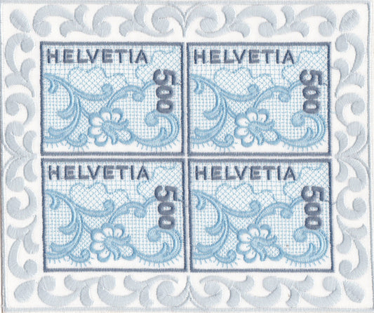 Switzerland-World's 1st Embroidery stamp Block of 4 MS