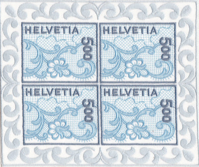 Switzerland-World's 1st Embroidery stamp Block of 4 MS