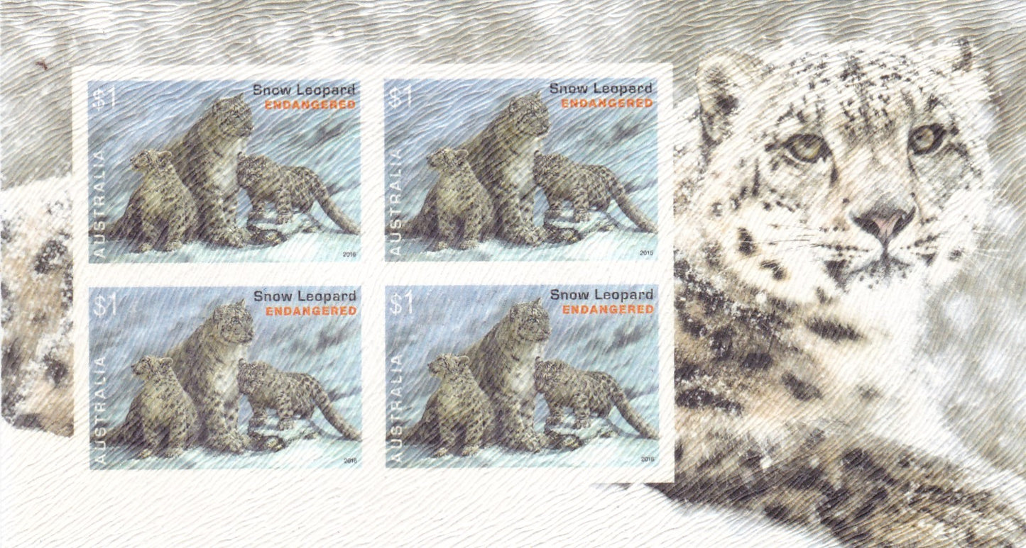 Australia 2016 Endangered Wildlife Limited Edition  Flocked Unusual MS-Snow Leopard