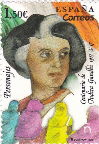 Spain-Indira Gandhi Single Unusual Stamp