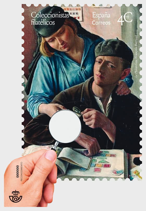 Spain-A big stamp-bigger than a post card with real magnifying glass attached in the stamp-2020