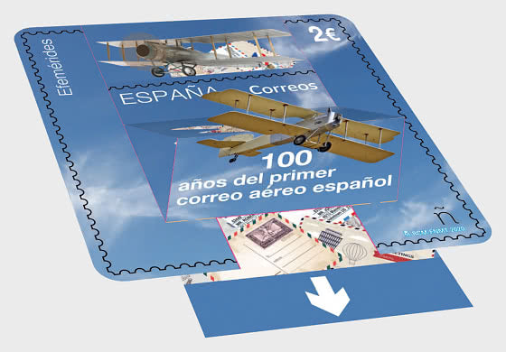 Spain- Unusual Origami type of stamp from Spain ceebtating 100 years of first Spanish airmail.