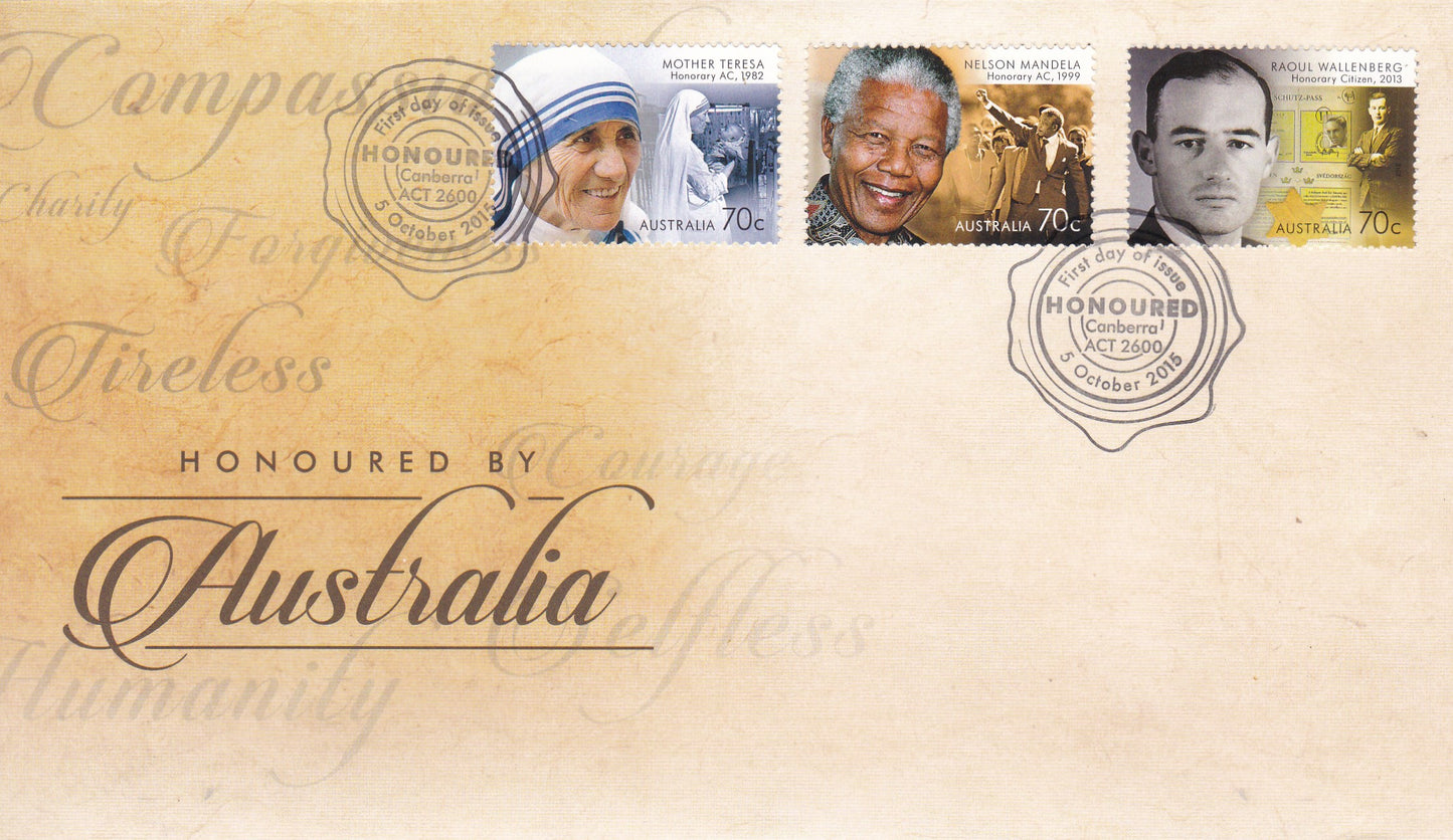 Australia-FDC on 2 Bharat Ratnas -Mother Teresa and Nelson Mandela .