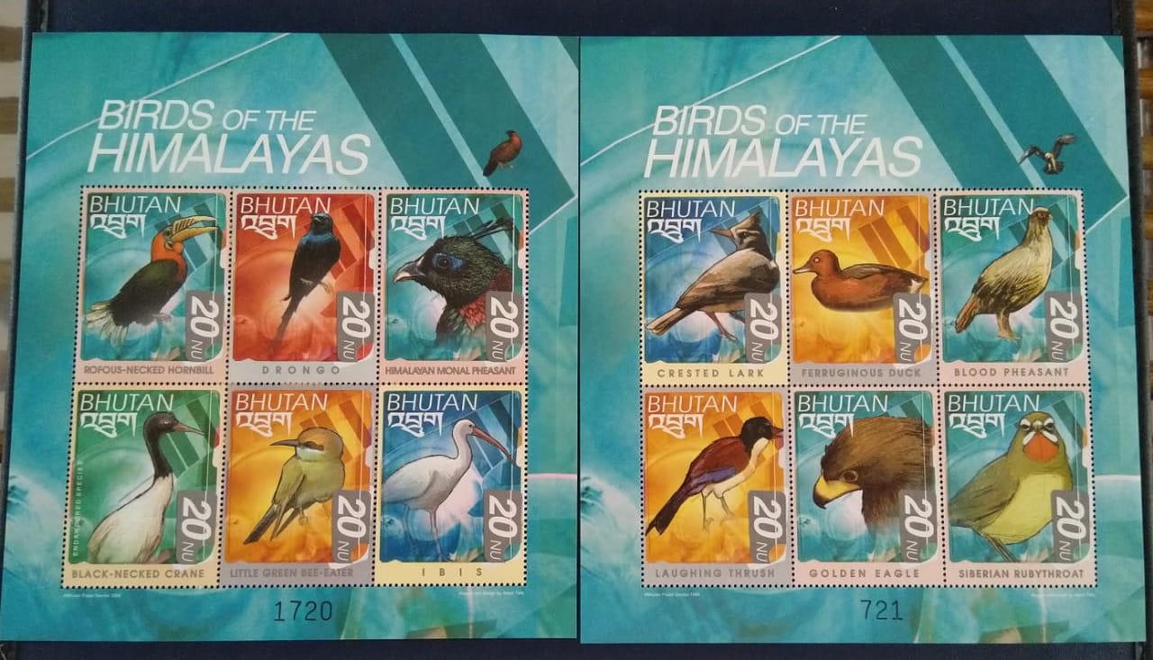 Bhutan Set of 3 sheetlets with all different birds of Himalayas.