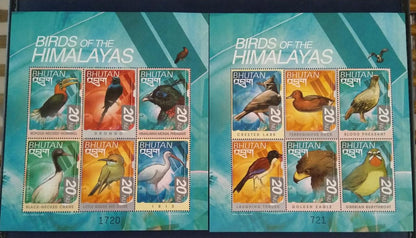 Bhutan Set of 3 sheetlets with all different birds of Himalayas.