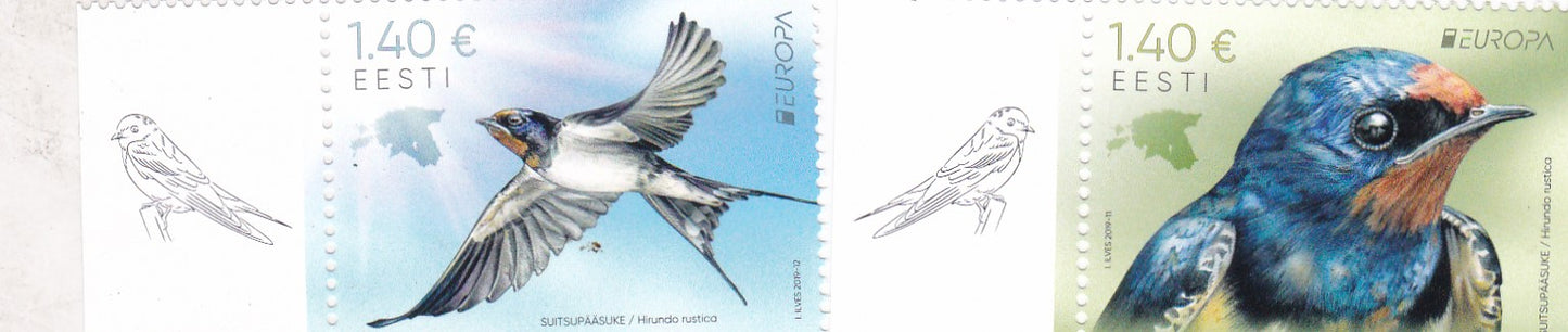 Estonia- Europa 2019 stamps with augmented reality feature. Scan and listen to their melodious chirpings.