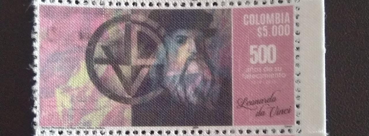 Colombia-Silk stamp from Colombia.-unusual