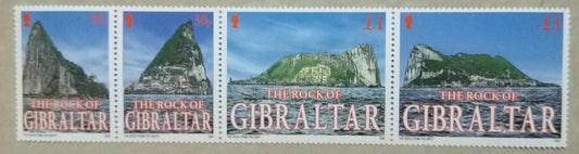 Gibraltar Rocks-M/S with crushed rock powder affixed on stamps-unusual