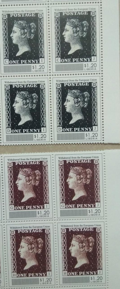 Liberia-Block of 4s of Penny Black & Penny Red 180th anniversary.