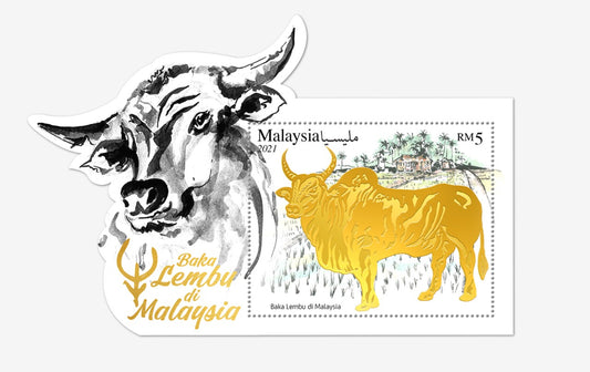 Malaysia-Cattle breeds -Malaysia. Odd shaped ms with Gold foiling.