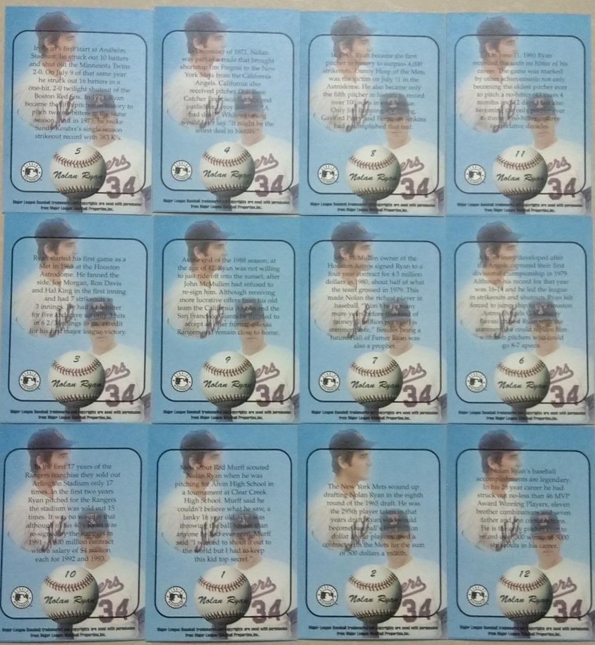 गुयाना ने नोलन रयान के विदाई संग्रह पर 12 अलग-अलग बेसबॉल कार्ड टिकट जारी किए