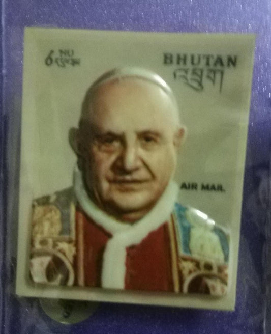 Bhutan-Pope Bhutan plastic stamp.