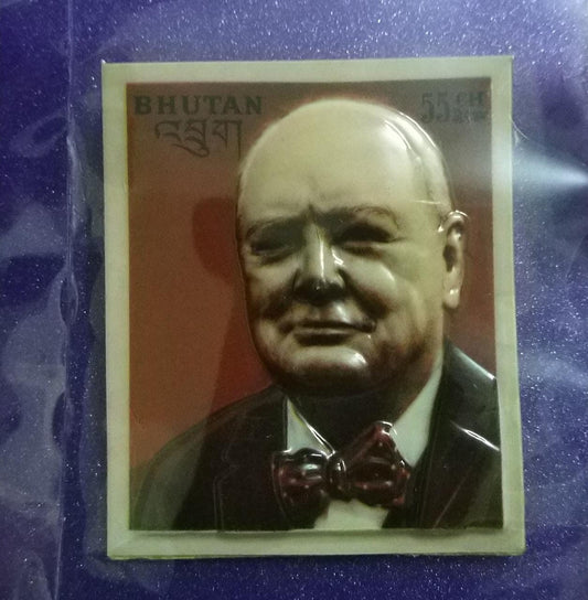Bhutan-Churchill Bhutan plastic stamp