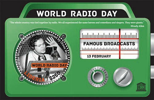 Liberia Grenada Micronesia  3 Radio shaped ms with round stamps.