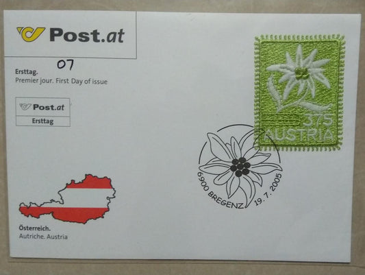 Austria embroidery stamp beautiful fdc.