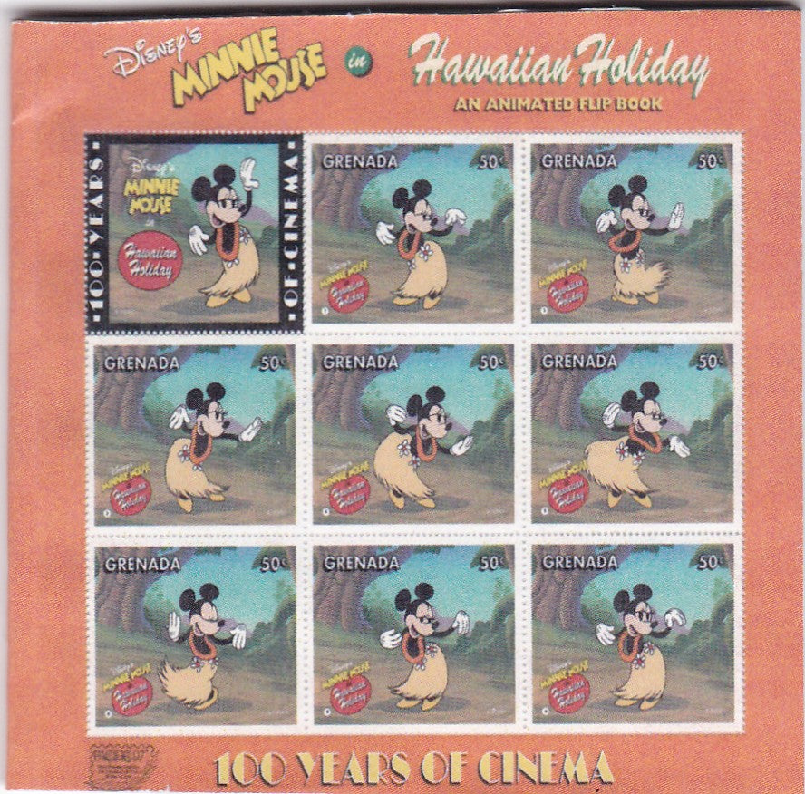 Grenada RARE beautiful unusual flip booklet with 18 stamps-Mickey mouse+ Movie wheel free