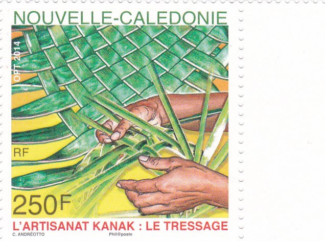 New Caledonia unusual embossed stamp- Feel the real basket straw