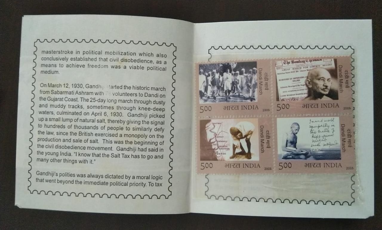 Dandi Yatra booklet with  stamps  on Dandi Yatra..
