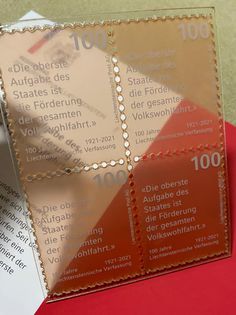 Liechtenstein’s Plexi glass stamps commemorating 100 years of the constitution.
