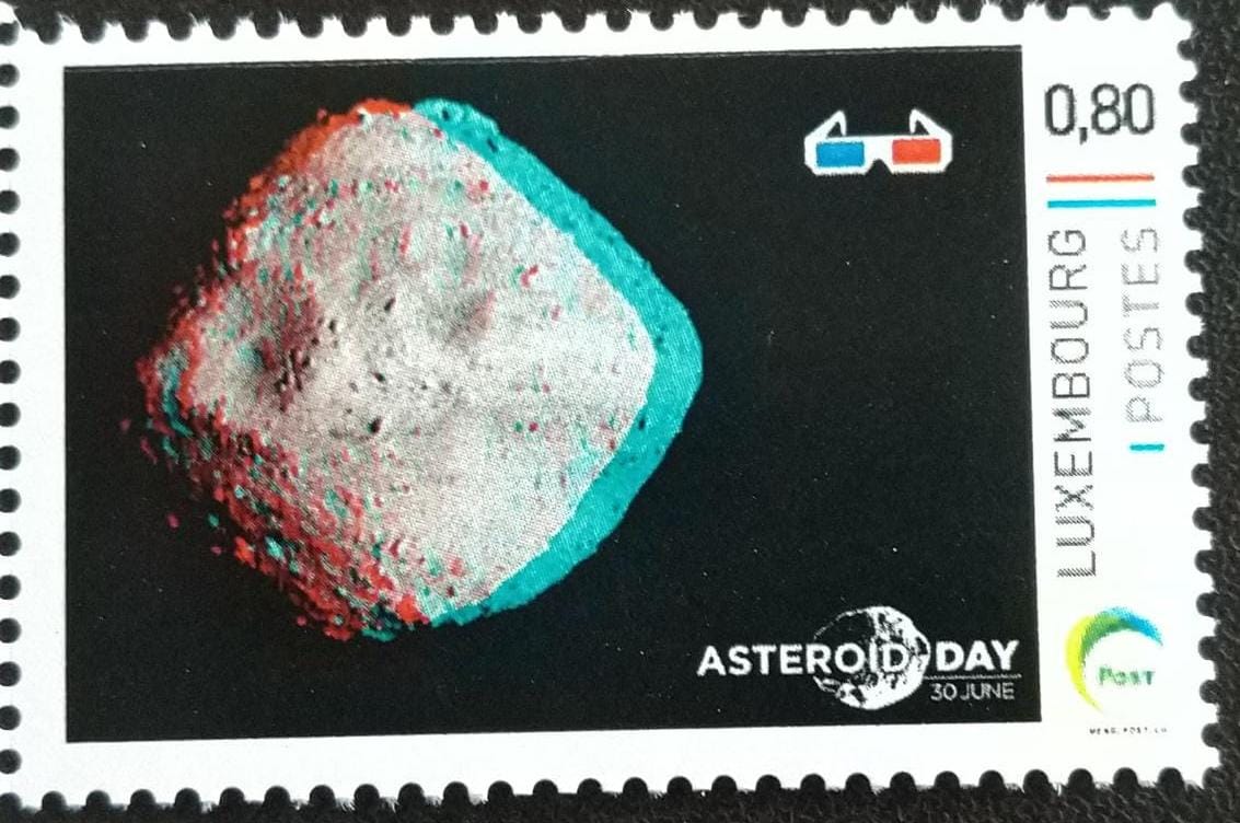 Luxembourg 3D stamp on asteroid day 2021.