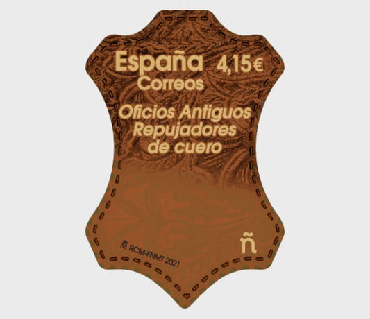 Spain leather finish, leather shaped stamp.