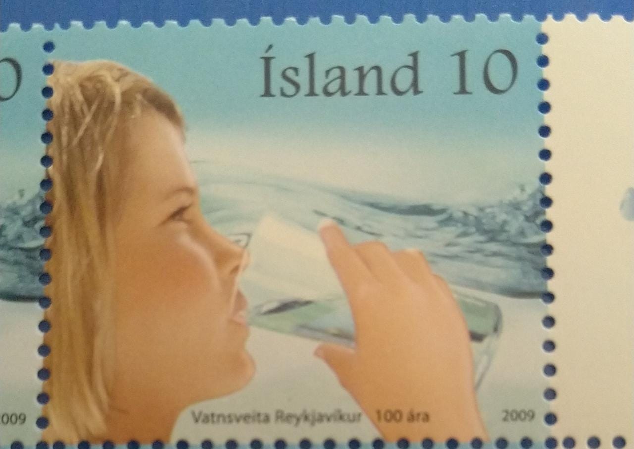 Island stamp with UV print.