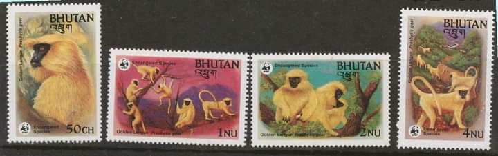 Beautiful set of 4 mint stamps from Bhutan.