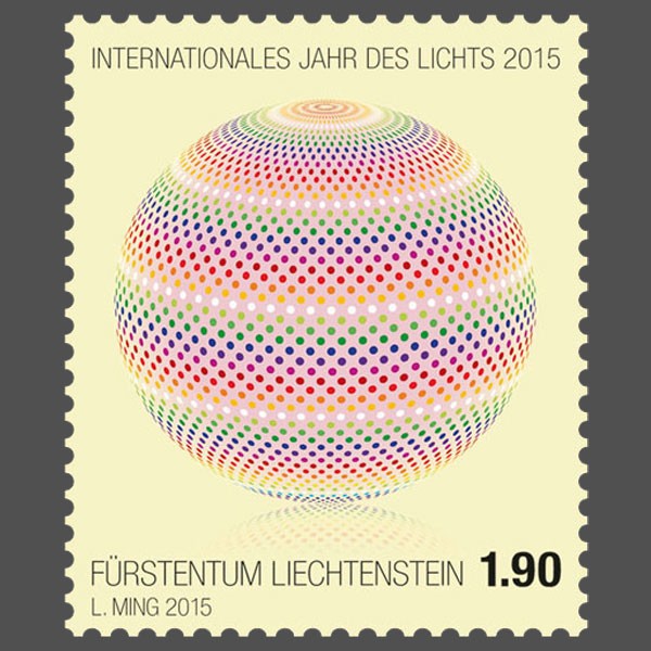 Liechtenstein-The special stamp “Play of Light” (value: CHF 1.90) issued by Liechtenstein Post,