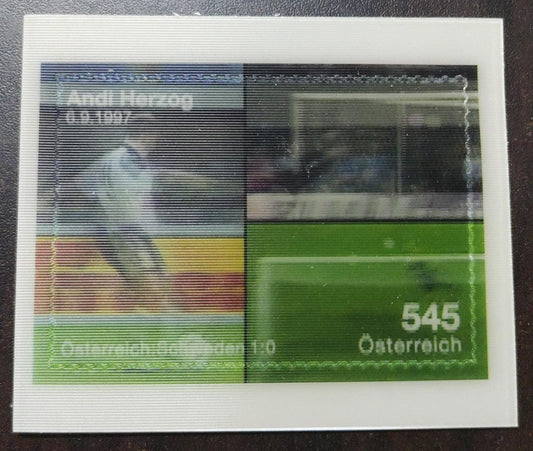 2008 Three D lenticular ms on football, from Austria.