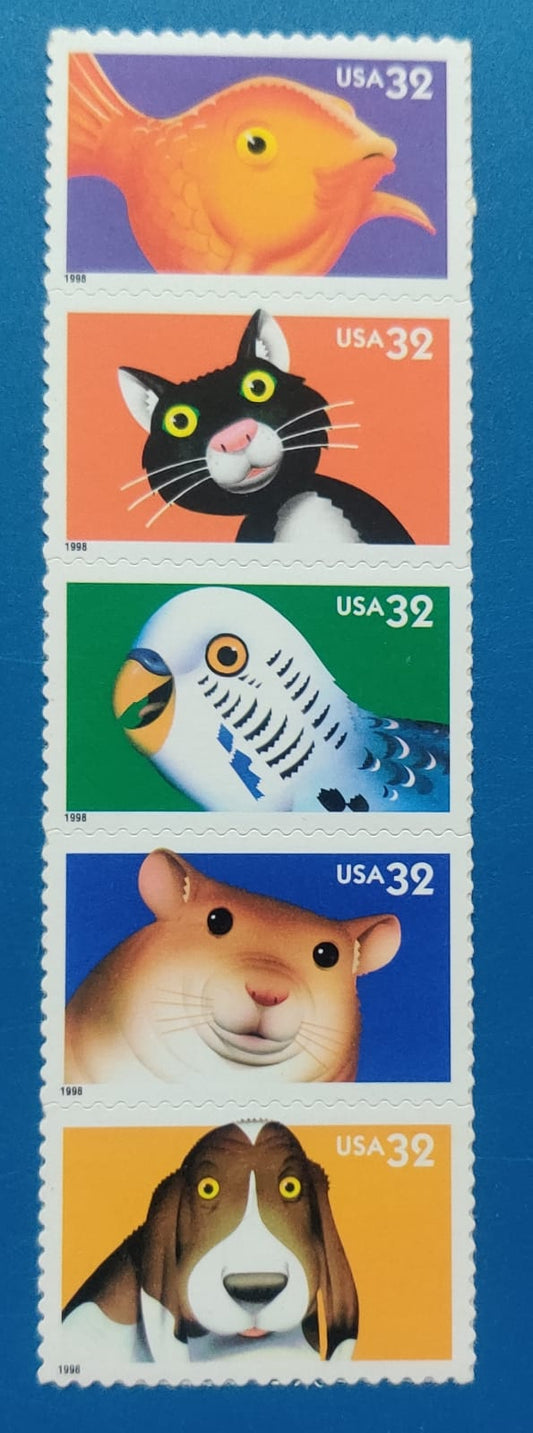 USA strip of stamps with hidden images.