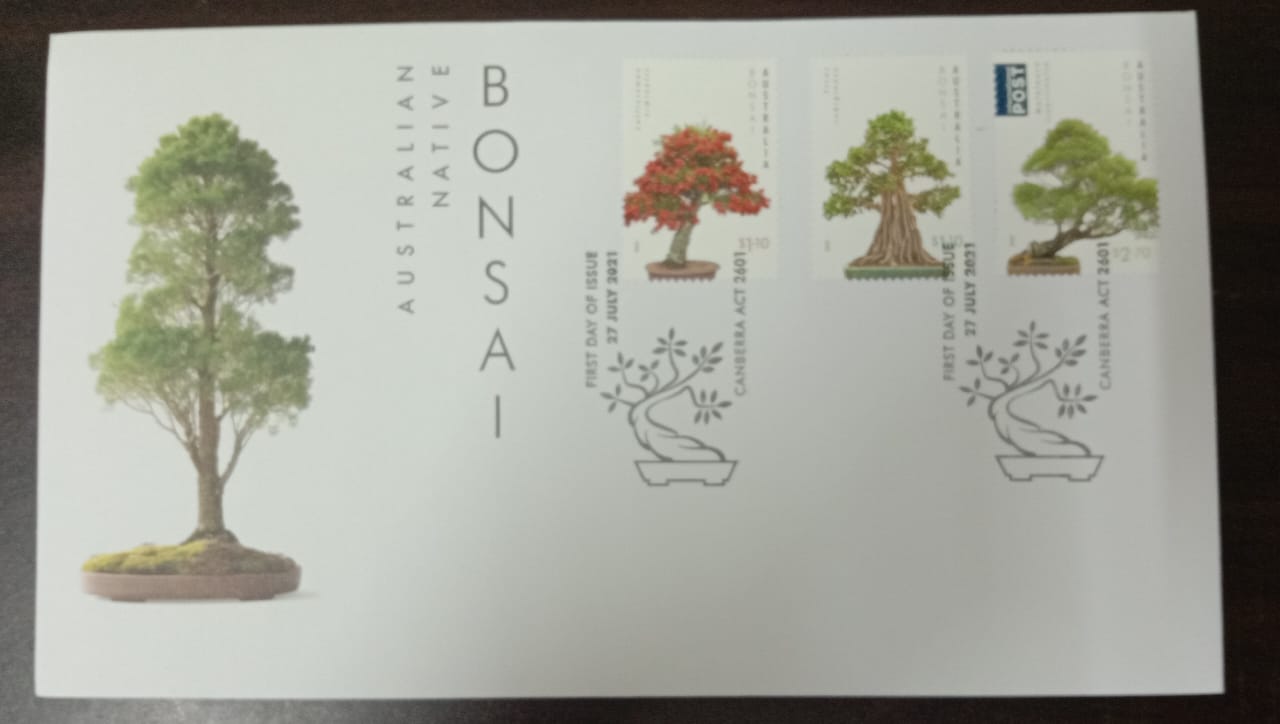 Beautiful FDC  from Australia on Bonsai plants.  Issued in 2021.