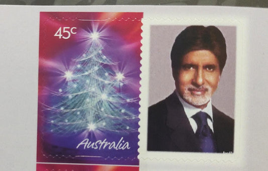 Bollywood megastar Amitabh Bachchan  Personalized stamp from Australia - printed in 2002.