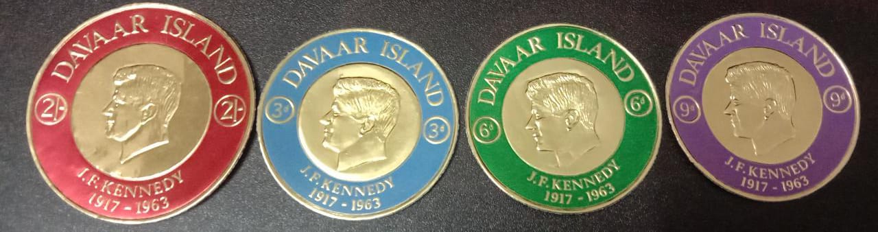 Davaar Island set of 4 different silver coin stamps call are different.