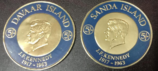 Sanda Island set of 2 different silver coin stamps call are different.