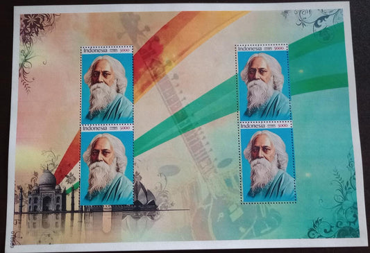 Indonesia customised sheetlet on Rabindra Nath Tagore.