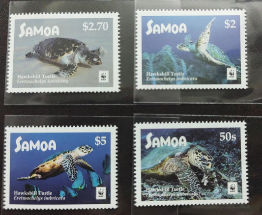Samoa  Set of 4 beautiful MNH stamps and on Sea turtles . Stamps with WWF logos.