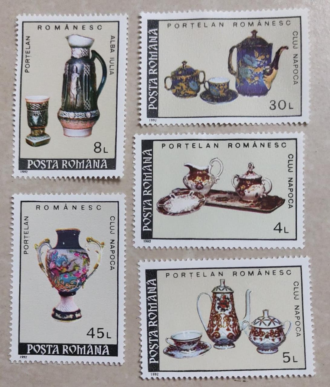Romania beautiful set of 5 MNH stamps on Potteries.