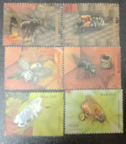 Brazil 2015 mig stamps on Bees cultivation.  With fragrance of Honey.