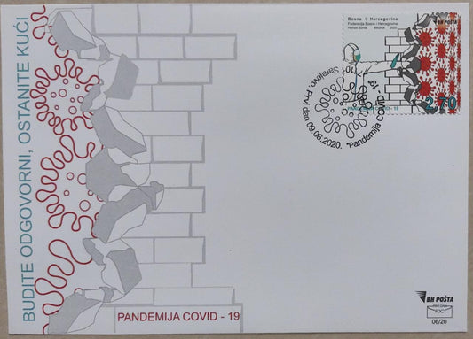 Bosnia Herzegovina stamp on Covid19- FDC.