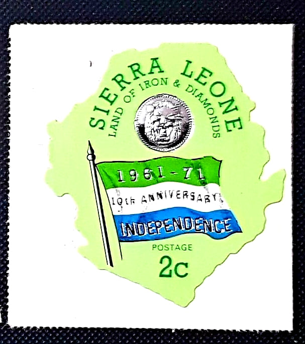 Sierra Leone odd shaped self adhesive mint stamp- Flag theme.
