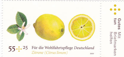 Germany pair of two stamps on fruits-Unusual having smell of apple and lemon.