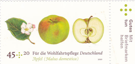 Germany pair of two stamps on fruits-Unusual having smell of apple and lemon.