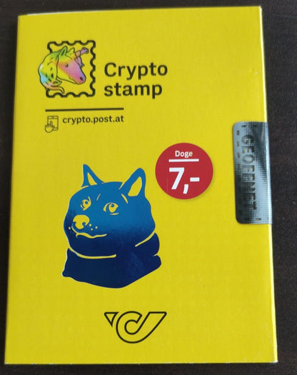 Austria 2nd issue crypto stamp2- 2020.  With blue 💙 virtual image.