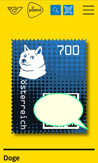 Austria 2nd issue crypto stamp2- 2020.  With blue 💙 virtual image.