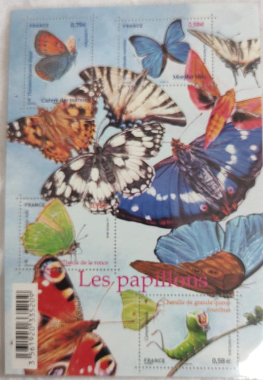 France 2010  Caterpillar to butterfly 🦋  UV gloss and embossed ms.