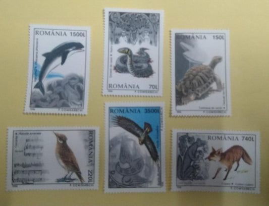 Romania 1996 beautiful set of animals flora fauna.   6 mint stamps