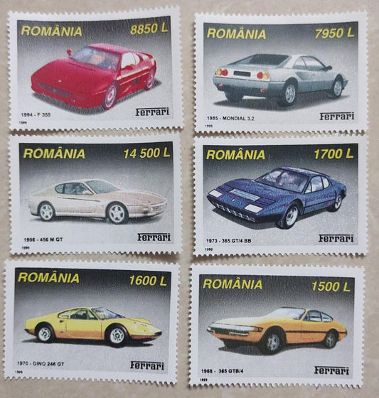 Romania beautiful set of 6 stamps on Ferrari cars 🚗🚕🚙.
