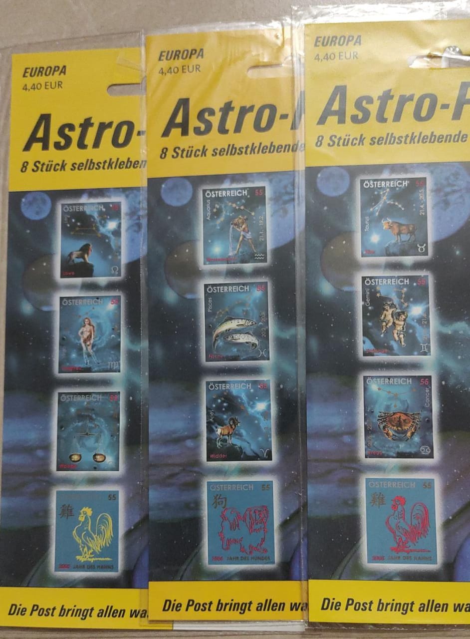Austria 2006 set of 12 different self adhesive stamps on astrological signs.